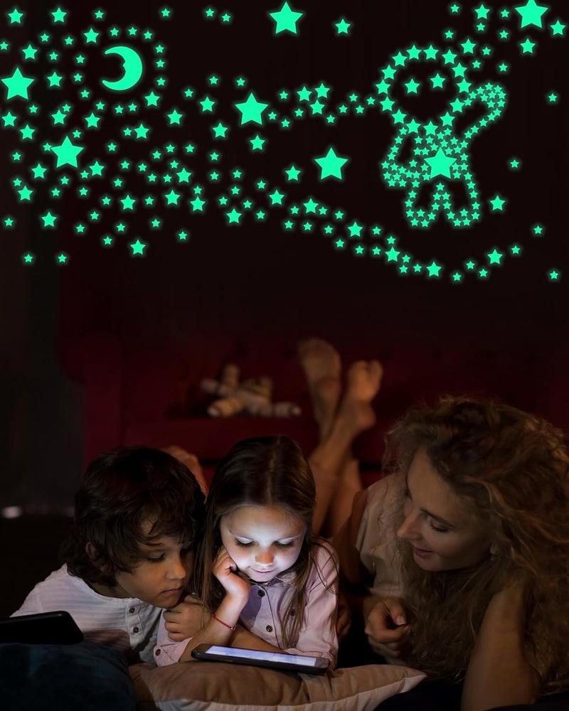 Greingways 201 Pcs Glow in The Dark Stars Stickers for Ceiling Bedroom, Stocking Stuffers for Kids Ages 3-5, 4-8, 8-12, Boys Girls Room Decor Wall Stickers Stocking Stuffers for Toddler-Green - Image 2